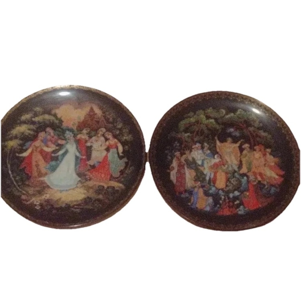 2 Bradex Russian Snow Maiden Porcelain Plates: Twelve Months & Friends Dance